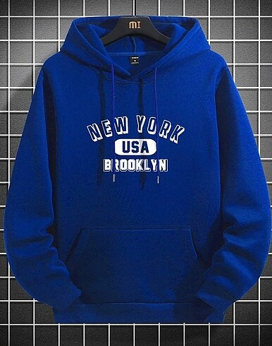 Unisex - New York baskılı Kapüşonlu Polar