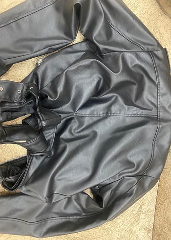 Zara Siyah Deri Biker Ceket