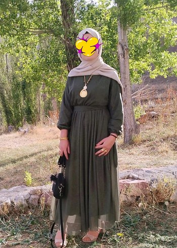 Defacto Yeşil yarasa kol,pullu elbise