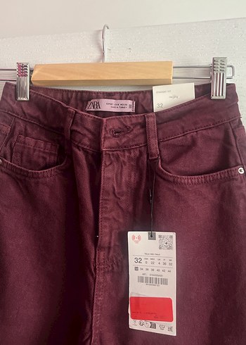 Bordo Kadın Regular Fit Midi Jean - Görsel 2