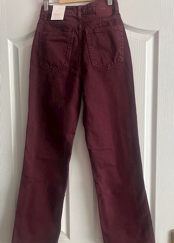 Bordo Kadın Regular Fit Midi Jean - Görsel 4