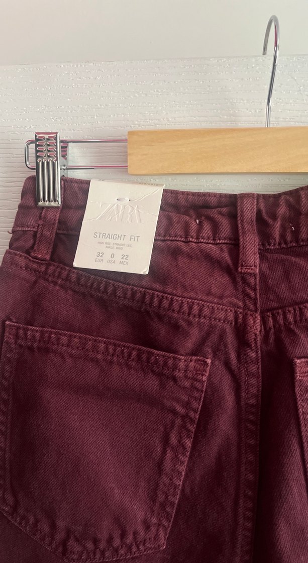 Bordo Kadın Regular Fit Midi Jean - Görsel 5