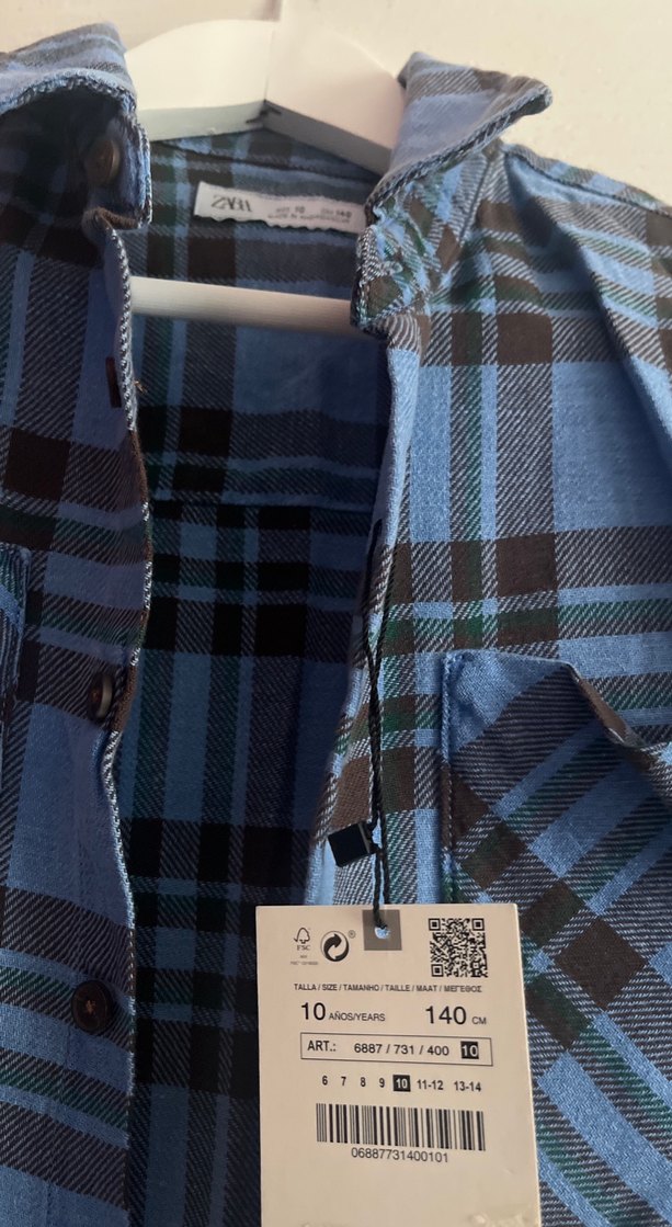 Düğmeli Mavi Kareli Denim Gömlek - Görsel 4