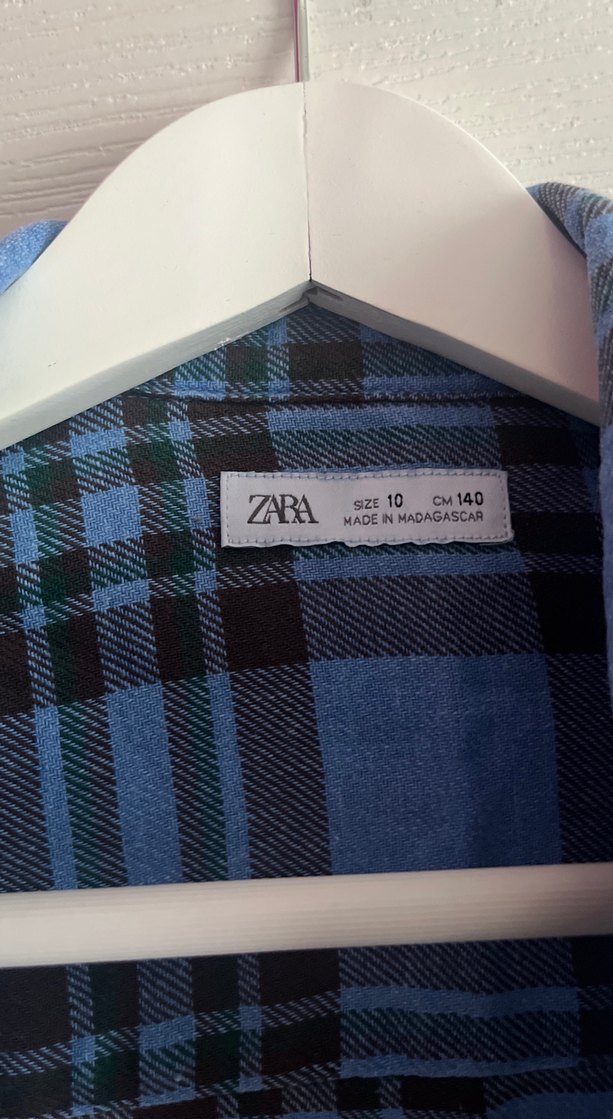 Düğmeli Mavi Kareli Denim Gömlek - Görsel 5