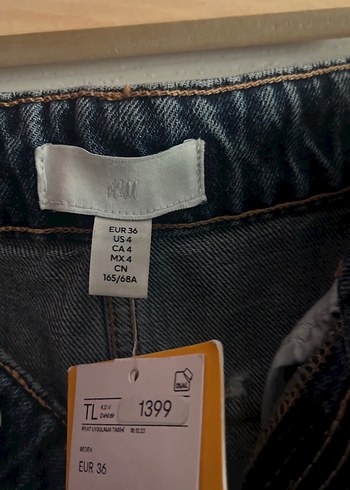 Lacivert Midi Boy Kadın Kot Etek - Görsel 4