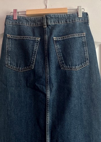 Lacivert Midi Boy Kadın Kot Etek - Görsel 5