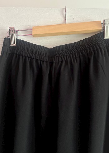 Siyah Salaş Midi Kadın Kumaş Pantolon - Görsel 2