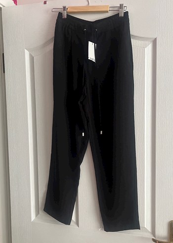 Siyah Salaş Midi Kadın Kumaş Pantolon - Görsel 3