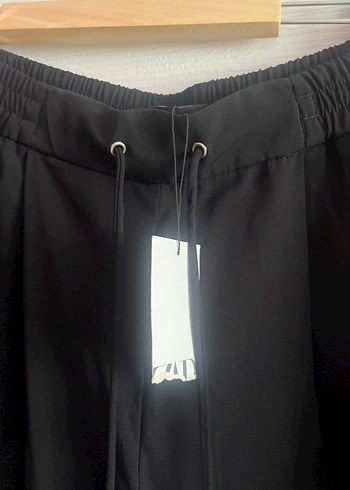 Siyah Salaş Midi Kadın Kumaş Pantolon - Görsel 4