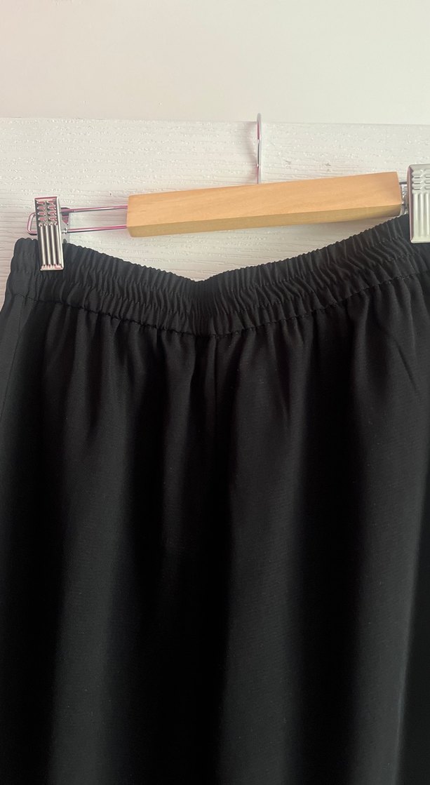 Siyah Salaş Midi Kadın Kumaş Pantolon - Görsel 2