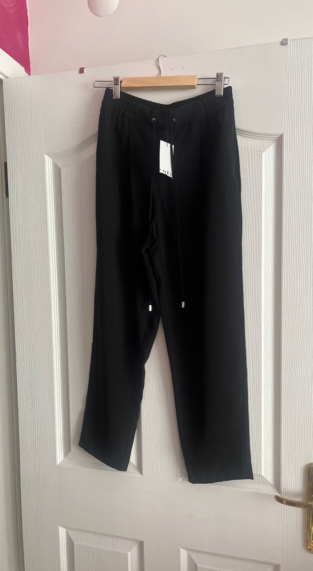 Siyah Salaş Midi Kadın Kumaş Pantolon - Görsel 3