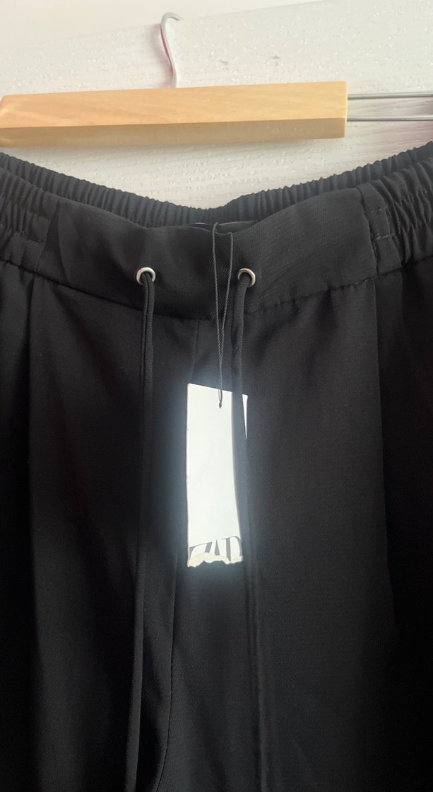 Siyah Salaş Midi Kadın Kumaş Pantolon - Görsel 4