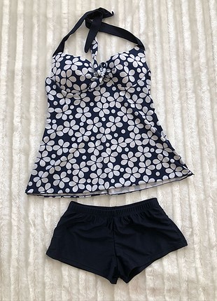 Diğer Lacivert çiçekli tankini