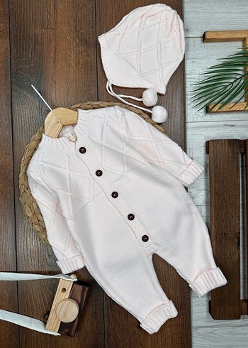 Pembe Örgü Kız Bebek Tulumu - Görsel 2