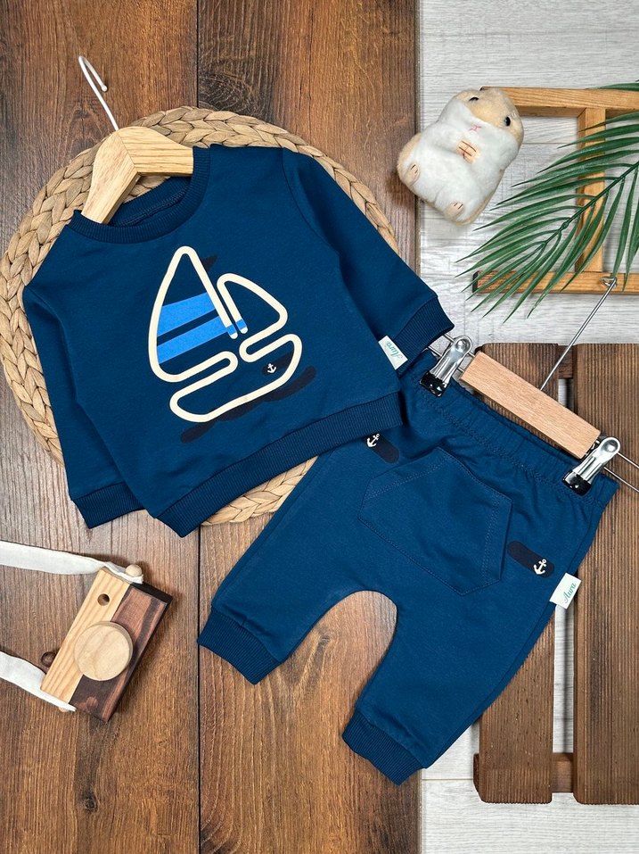 Uzun Kollu Lacivert Bebek Body - Görsel 2