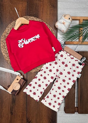 Kız Çocuk Renkli Baskılı Triko Eşofman Takımı - Görsel 3