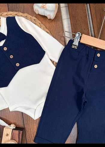 Düğmeli Pamuk Bebek Erkek Takımı - Görsel 3