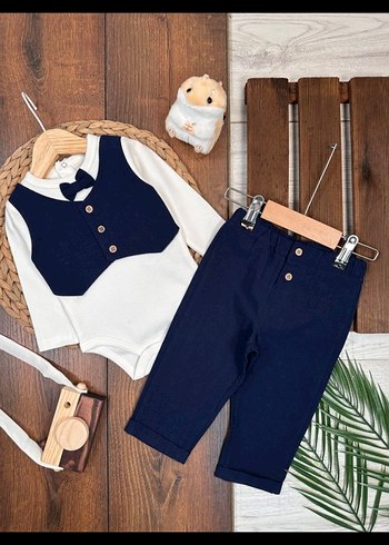 Düğmeli Pamuk Bebek Erkek Takımı - Görsel 2