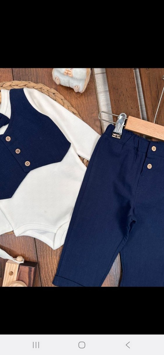 Düğmeli Pamuk Bebek Erkek Takımı - Görsel 3