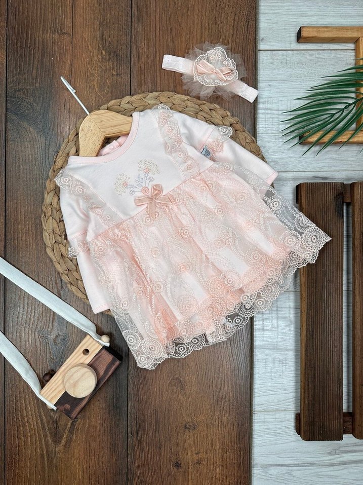Dantel Detaylı Pembe Kız Çocuk Elbisesi - Görsel 2