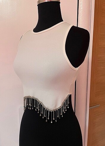 xs Beden Taşlı crop