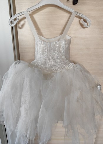 Beyaz Mini Düğün Elbisesi, İp Askılı, Midi - Görsel 4