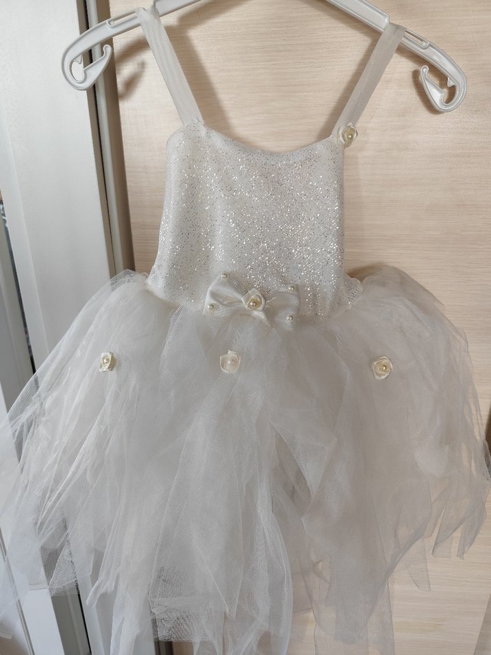 Beyaz Mini Düğün Elbisesi, İp Askılı, Midi - Görsel 5