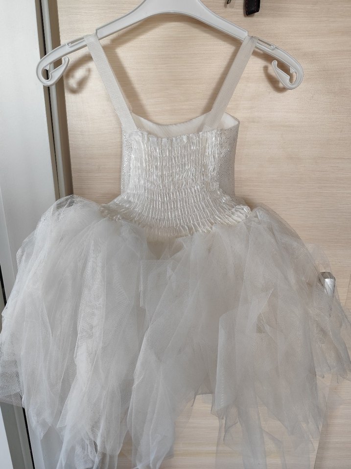 Beyaz Mini Düğün Elbisesi, İp Askılı, Midi - Görsel 4