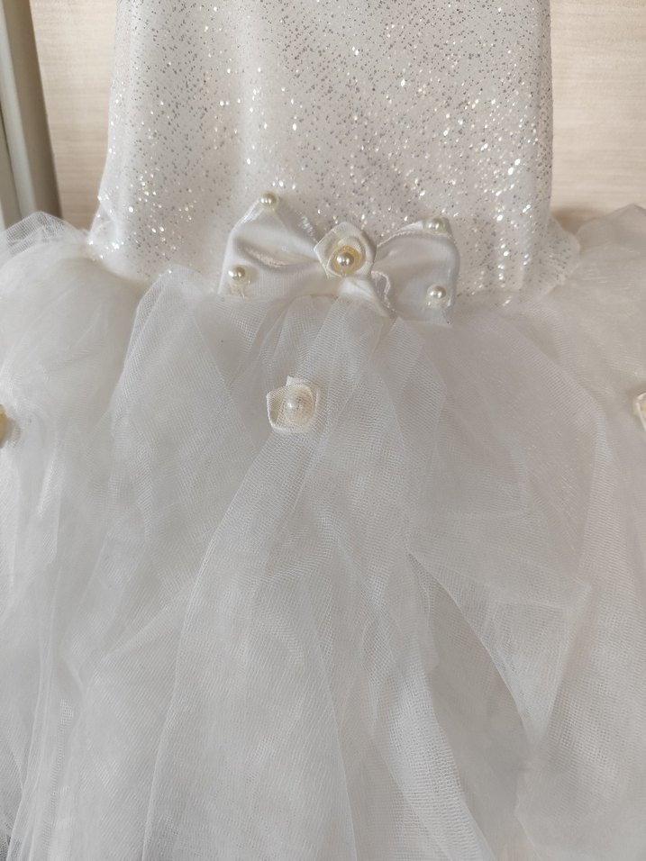 Beyaz Mini Düğün Elbisesi, İp Askılı, Midi - Görsel 3