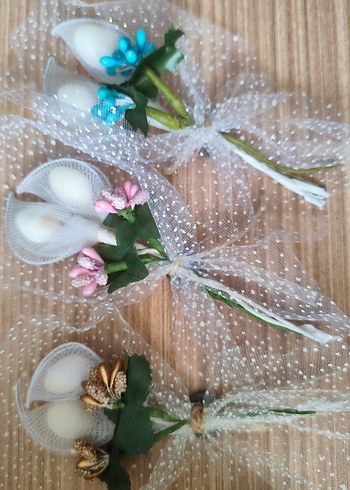 Boncuklu Beyaz Dantel Nikah Şekeri - Görsel 2