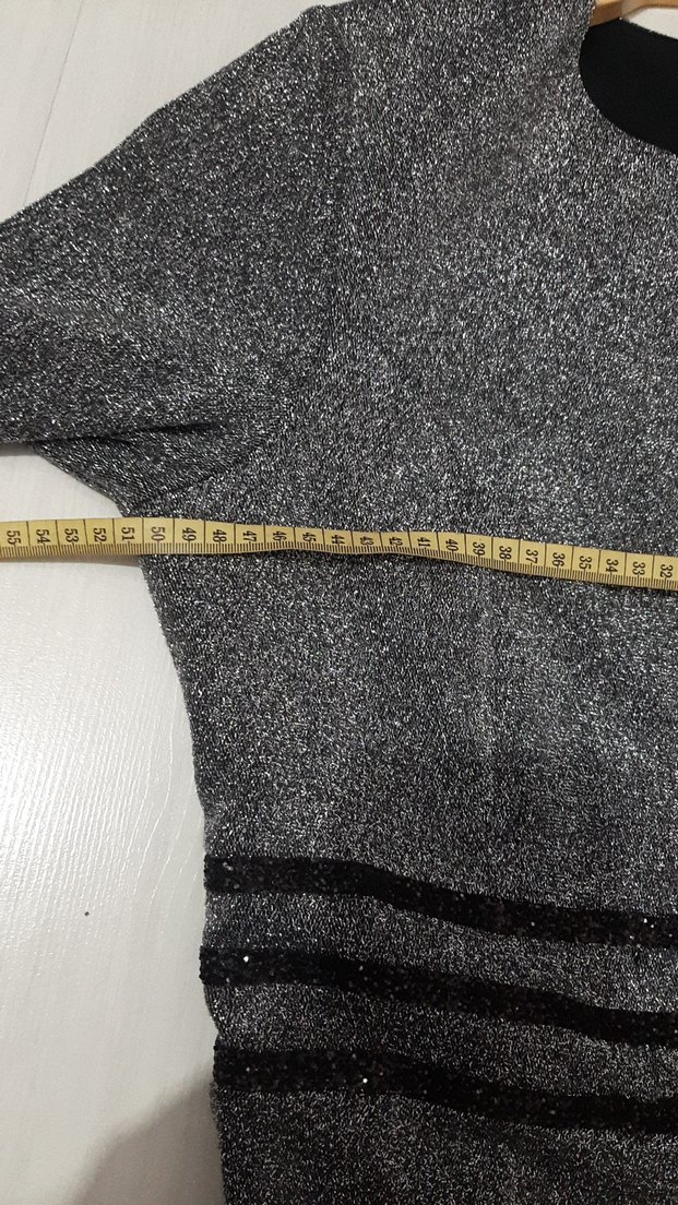 Gri Uzun Kollu Kadın Elbise 46 Beden - Görsel 4