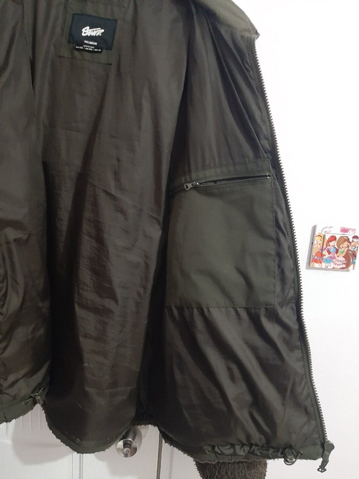 Pull&Bear XXL koyu haki yeşili Mont - Görsel 4