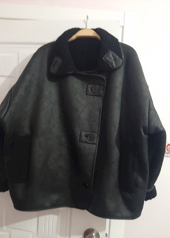 Siyah Kürklü Deri Kadın Biker Ceket - Görsel 2