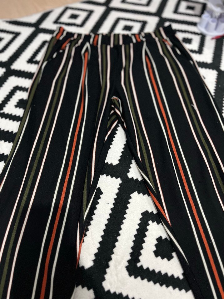 Çizgili Kadın Kumaş Pantolon - Görsel 3