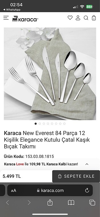 KARACA New Everest 84 Parça 12 Kişilik