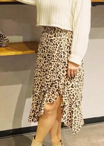 Düz Kesim Midi Desenli Kadın Etek - Görsel 2