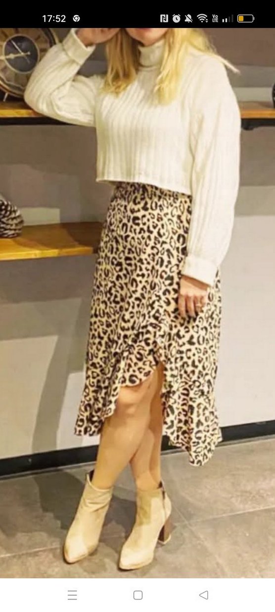 Düz Kesim Midi Desenli Kadın Etek - Görsel 2