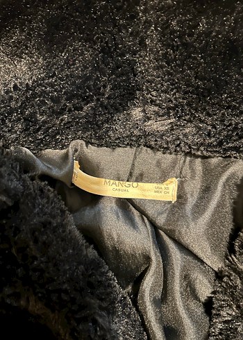 Mango Kapüşonlu Siyah Kadın Peluş Ceket - Görsel 3