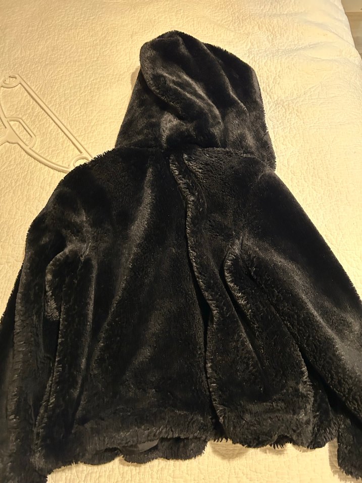 Mango Kapüşonlu Siyah Kadın Peluş Ceket - Görsel 5