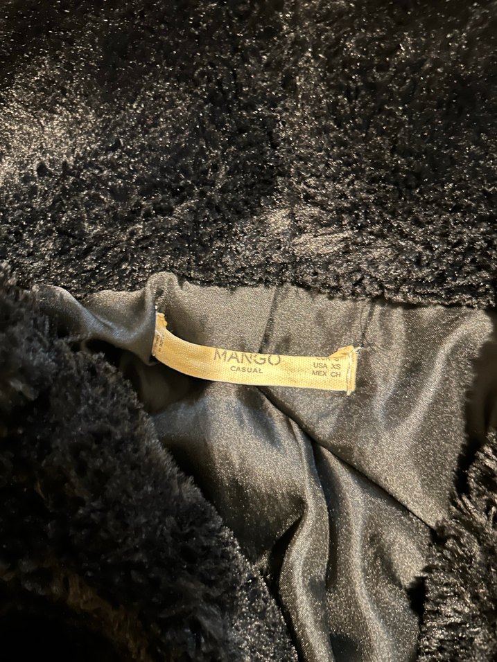 Mango Kapüşonlu Siyah Kadın Peluş Ceket - Görsel 3