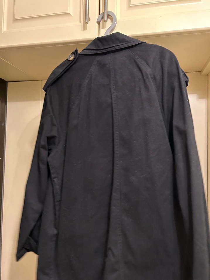 H&M Düğmeli Siyah Midi Koton Kadın Trençkot - Görsel 4