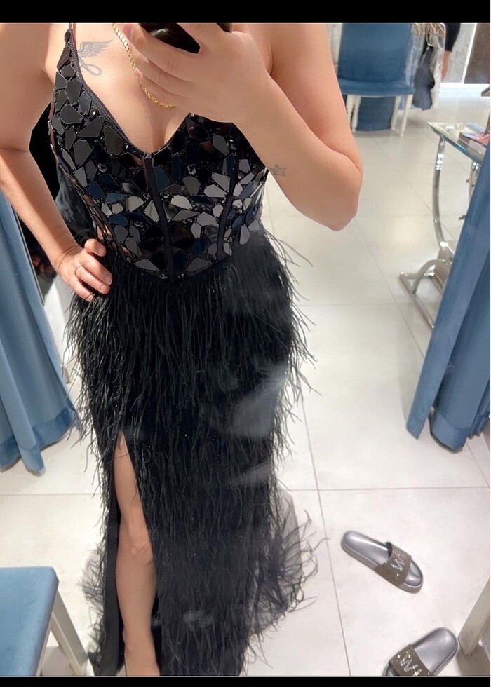 Siyah abiye elbise - Görsel 4