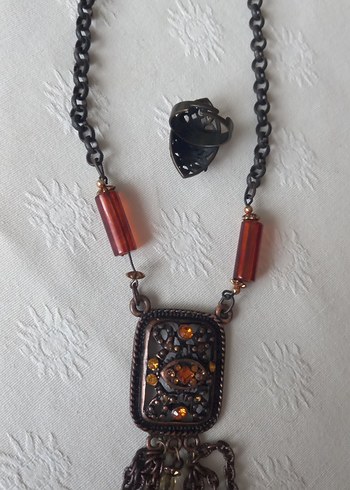 Bohem Zincir Detaylı Kısa Kahverengi Kadın Kolye - Görsel 4