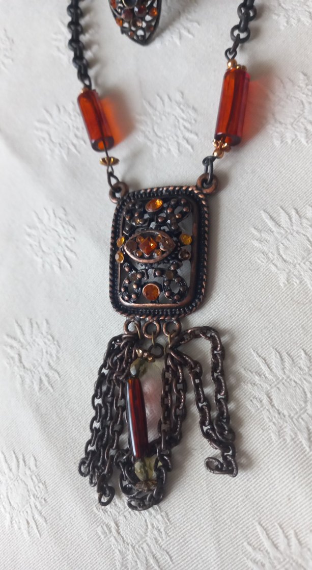 Bohem Zincir Detaylı Kısa Kahverengi Kadın Kolye - Görsel 2