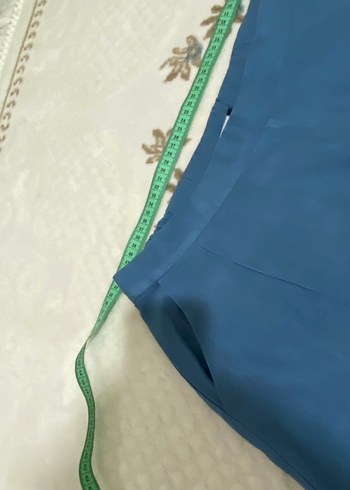 44 Beden Kadın Mavi Midi Kumaş Pantolon