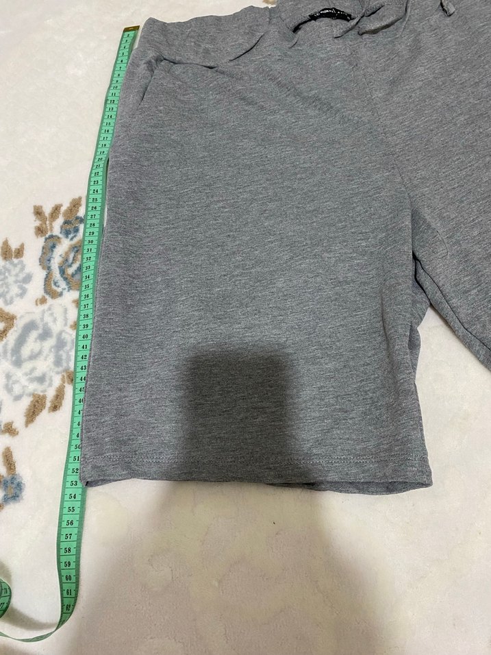 Gri Rahat Kesim Hamile Mini Şort - Görsel 5