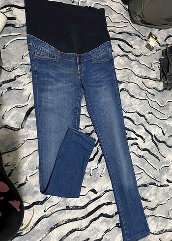 Gri Elastik Bel Hamile Kot Pantolon - Görsel 3