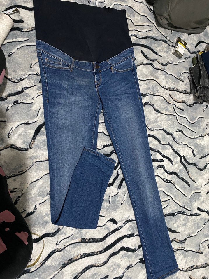 Gri Elastik Bel Hamile Kot Pantolon - Görsel 3