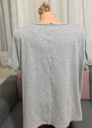 Defacto Gri Kadın Dantel Detaylı Baskılı Tişört
