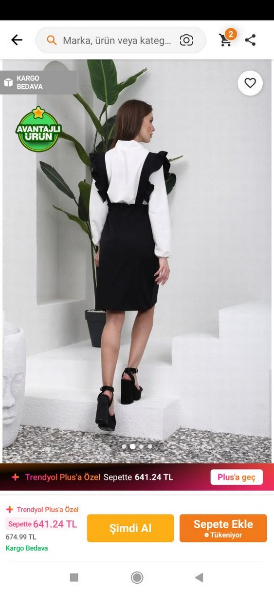 Straplı Siyah Mini Ofis Elbisesi - Görsel 2